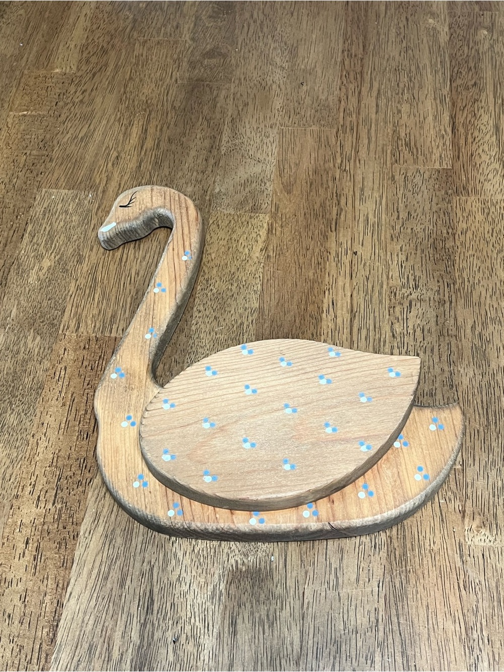 Vintage Wooden Swan Goose Mail Holder Wall Pocket Hand Painted Cottagecore